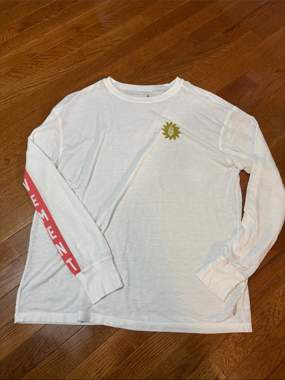 Free people movement  White Long Sleeve Tee with Gold Sun Chest